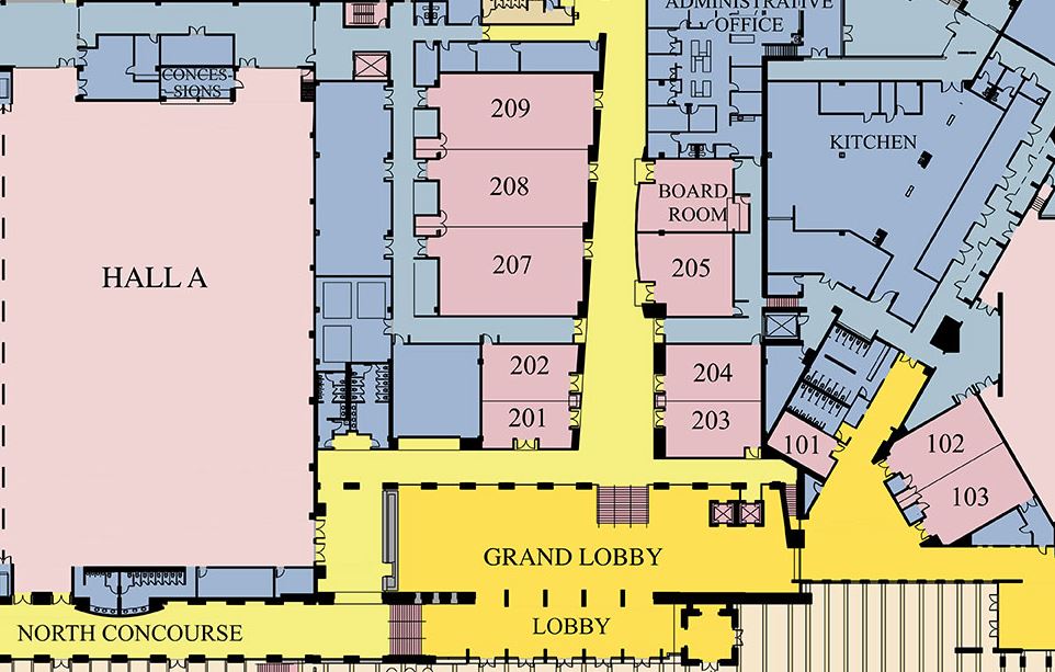 Map of meeting area in convention center.